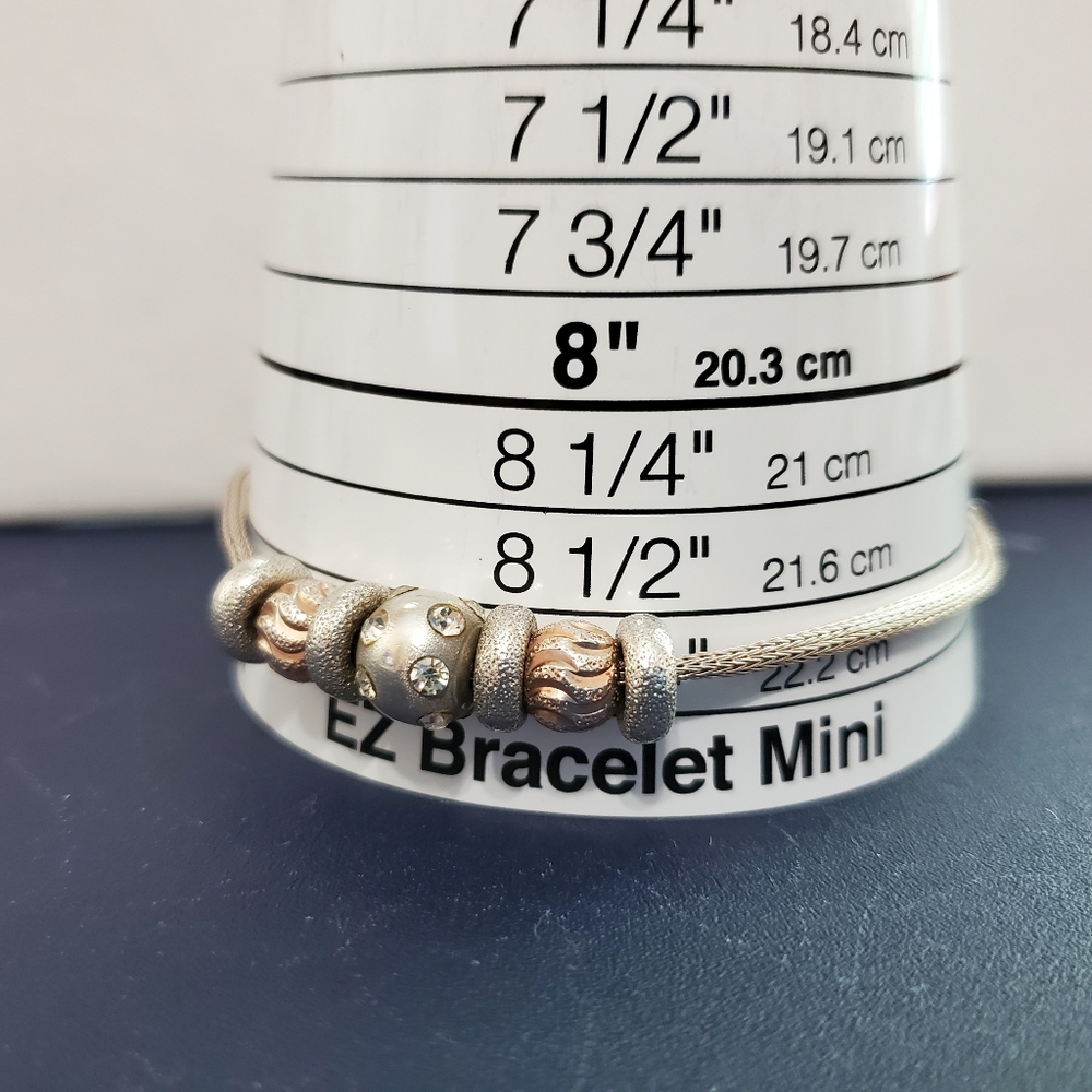 Dyadema 925 Italy Bracelet with Rose & Silver Beads (Adjustable!) - Picture 11 of 16
